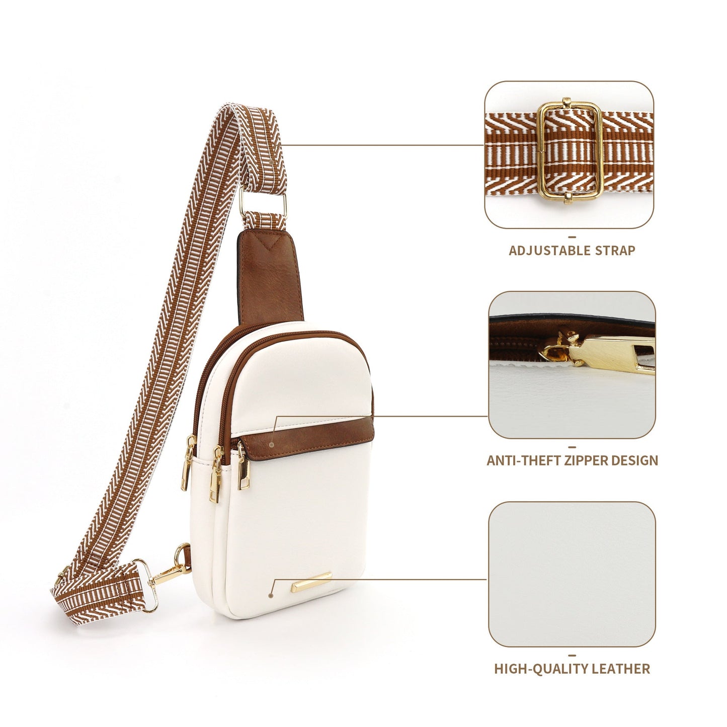 Afneembare leren crossbodytas - Dubbelzijdig ontwerp